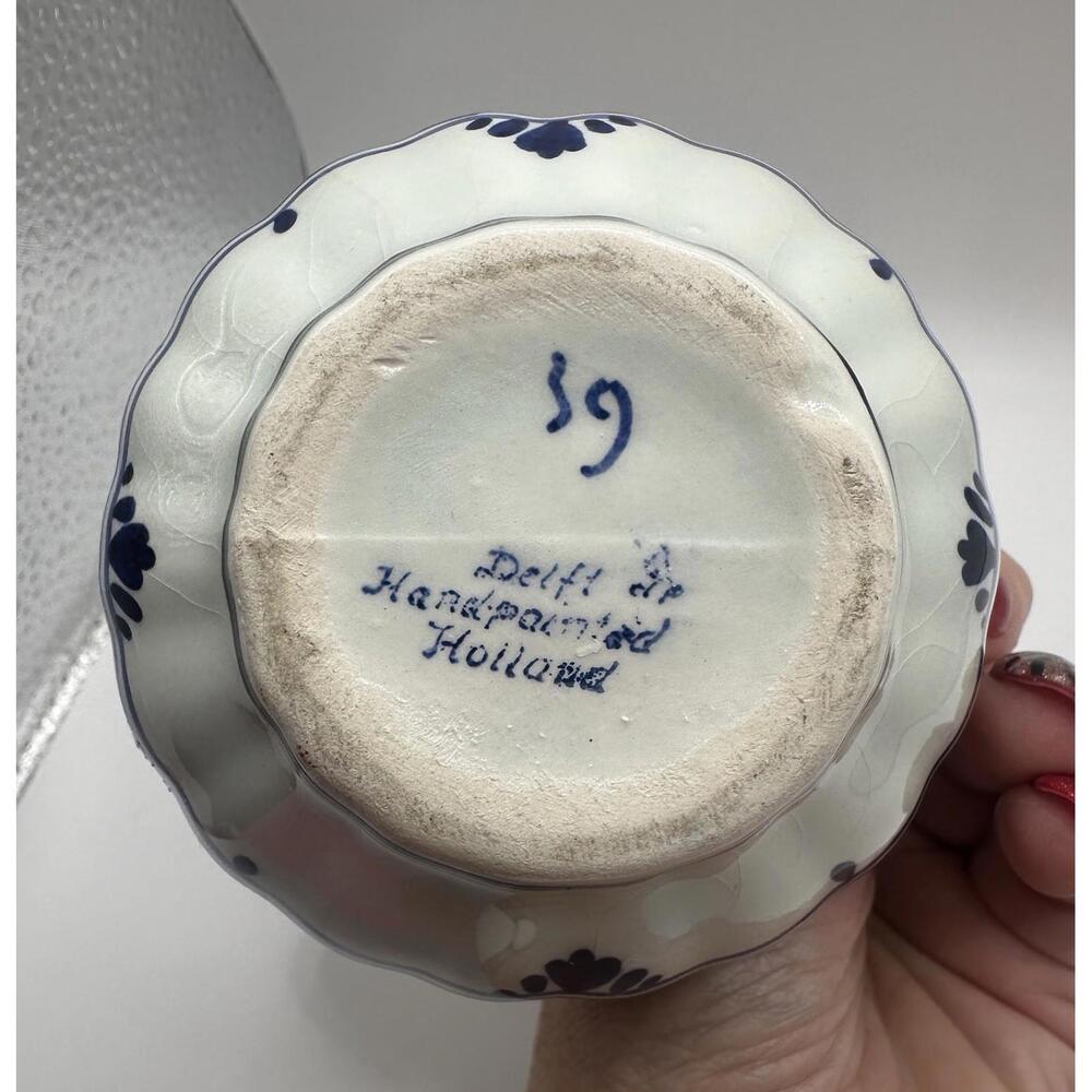 Vintage Delft Handpainted Holland Blue White 5.5” Pitcher Signed - Picture 4 of 6